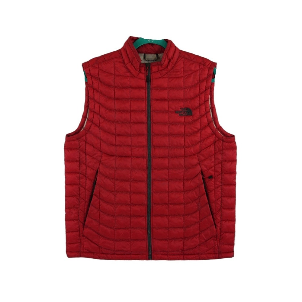 The North Face ThermoBall Vest Men's Size Medium‎ Red Black Quilted Puffer